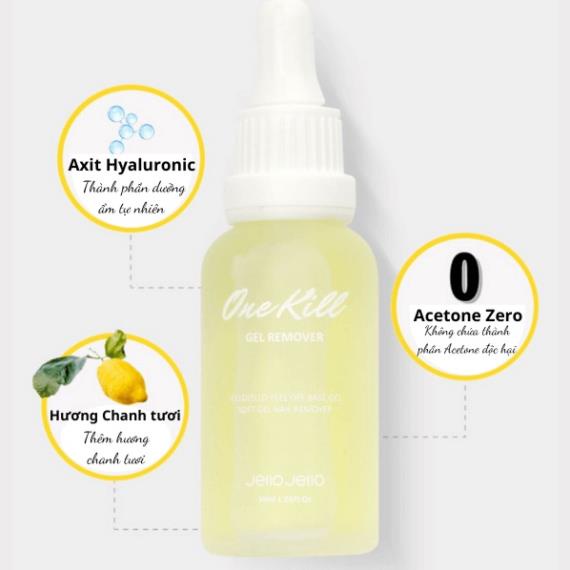 Dung dịch tháo Móng gel OneKill Gel Remover 30ml Jello Jello Hàn quốc Dầu tẩy gel đơn giản và nhẹ nhàng [1sản phẩm]