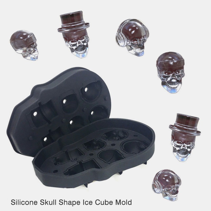 Khuôn Làm Nước Đá Hình Đầu Lâu 3D Bằng Silicon