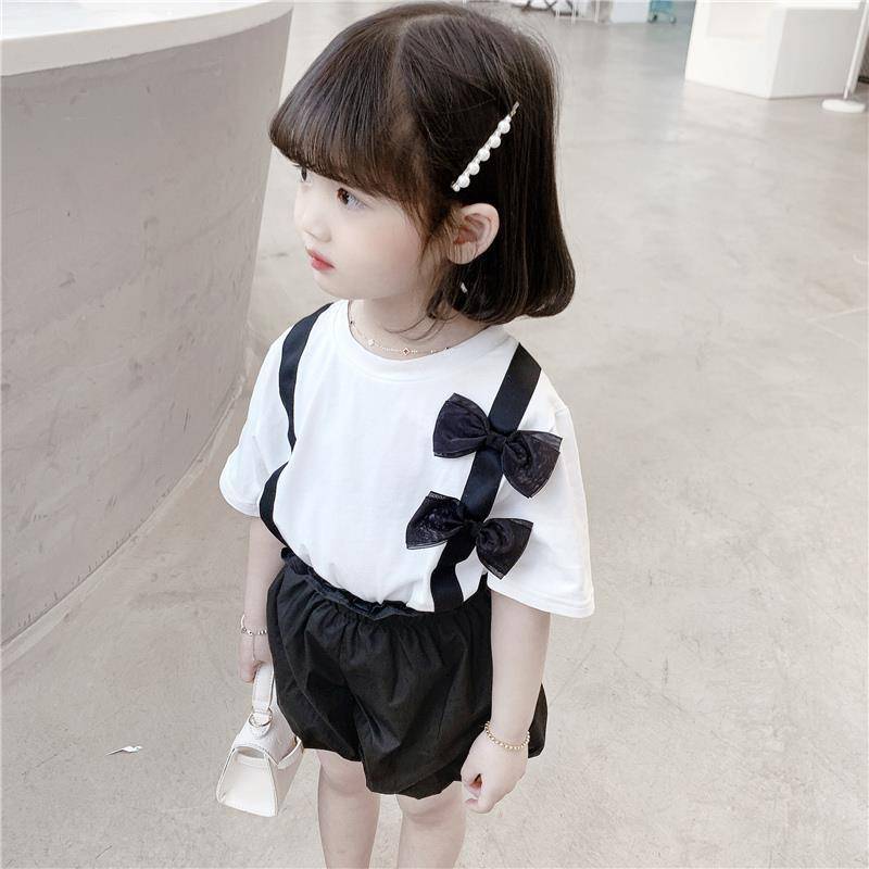 Girls net red suit 2021 new summer dress dress female baby short-sleeved flower fashion shorts trendy children 2-piece set