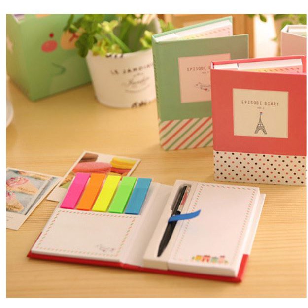 Bộ giấy note (3 loại) dạng notepad kèm bút bi siêu yêu KN STORE