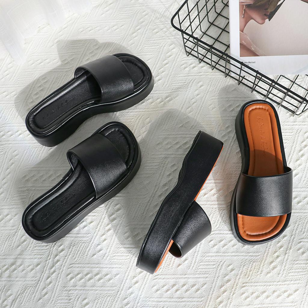 Dép nữ quai ngang Basic Buckled Sandal đế dày bánh mì đi biển thời trang bAimée & bAmor - MS3046