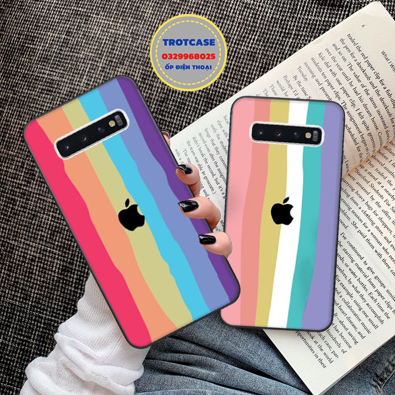 Ốp lưng điện thoại Samsung S10 5G - S10 - S10 Lite - S10 Plus - S10E - in hình đa sắc và hình biểu tượng quả táo