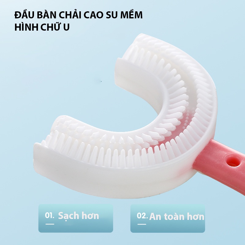 Combo Bàn Chải Đánh Răng Chữ U, Kem Đánh Răng Tạo Bọt, Cốc Vịt Đáng Yêu Cho Bé-Y24