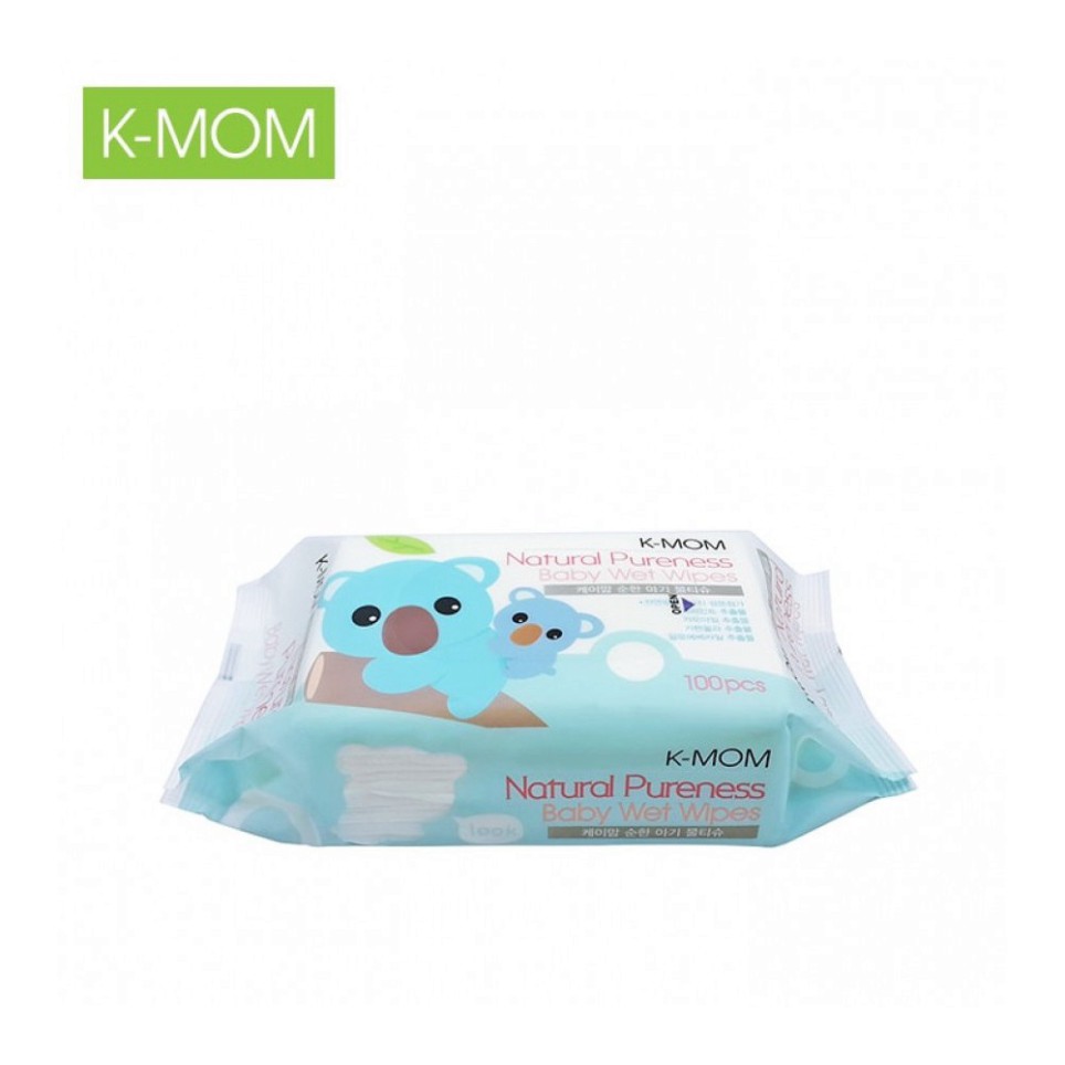 [Chính Hãng] Khăn ướt cao cấp K-Mom Hàn Quốc (100c) - Khăn giấy ướt Kmom không mùi cho bé