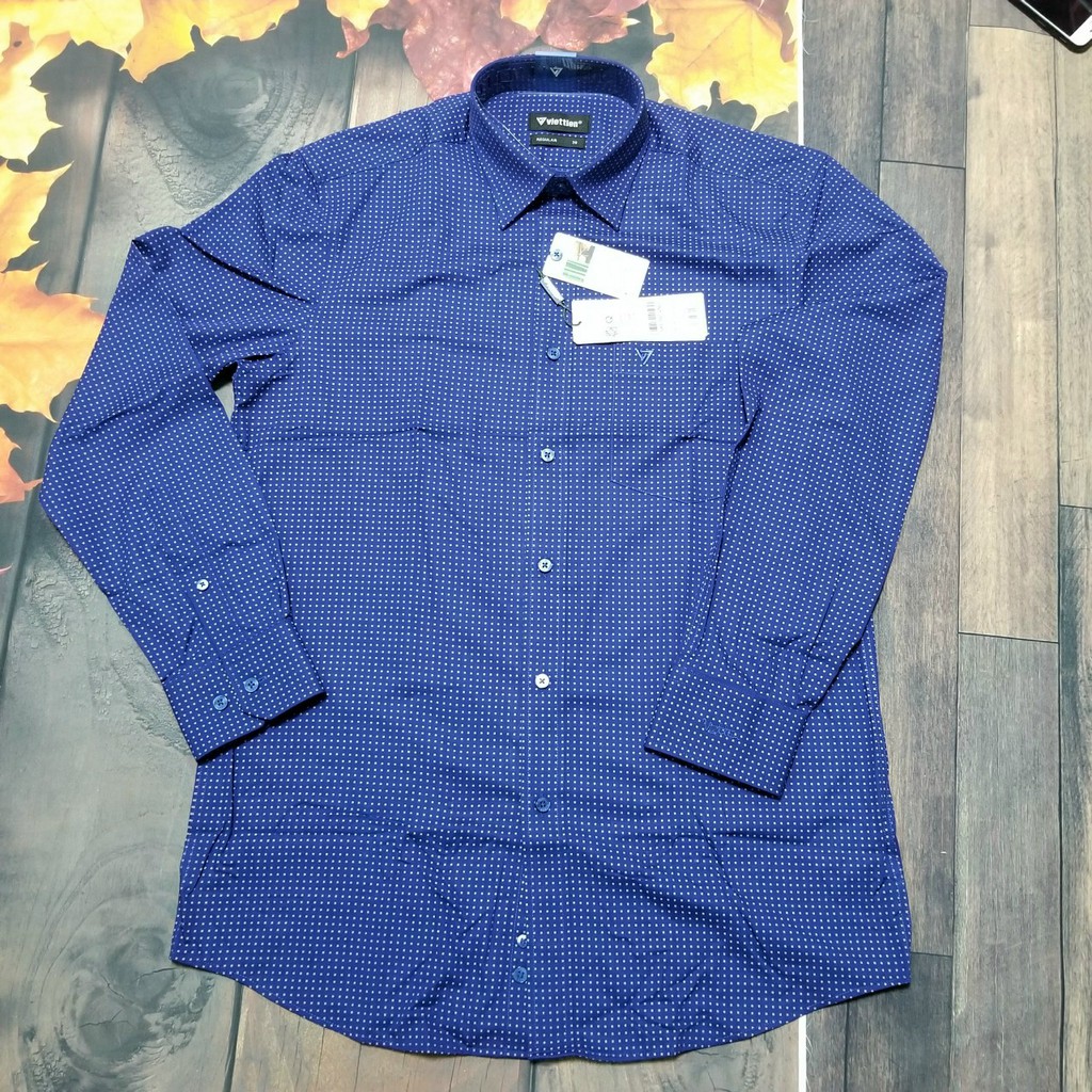 Aó sơ mi nam Việt Tiến dài tay mã  1P0946NRY  chính hãng ,cao cấp - form suông REGULAR - tà bầu ,họa tiết .SHOP HỨA