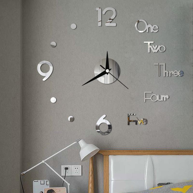 Đồng hồ dán tường 3D cỡ lớn đồng hồ treo tường trang trí decor phòng cao cấp