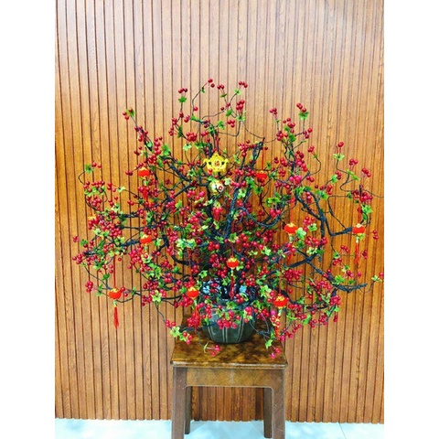 Hoa giả - Cành cherry - Cành đào đông cổ  trang trí bình hoa sự kiện cửa hàng loại đẹp