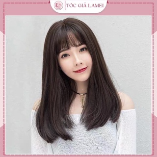 Tóc giả nguyên đầu cụp ngắn 35cm sợi tơ Hàn Quốc mềm mượt
