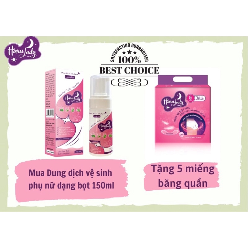 [TẶNG 5 BVS dạng quần] Dung Dịch Vệ Sinh Phụ Nữ Haru Lady Chai 150ml