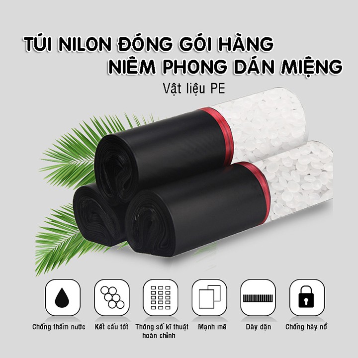 Túi nilong đóng gói hàng niêm phong dán miệng ,băng keo chắc chắn nhiều size- màu đen size 15x20cm loại 50 túi dvrg