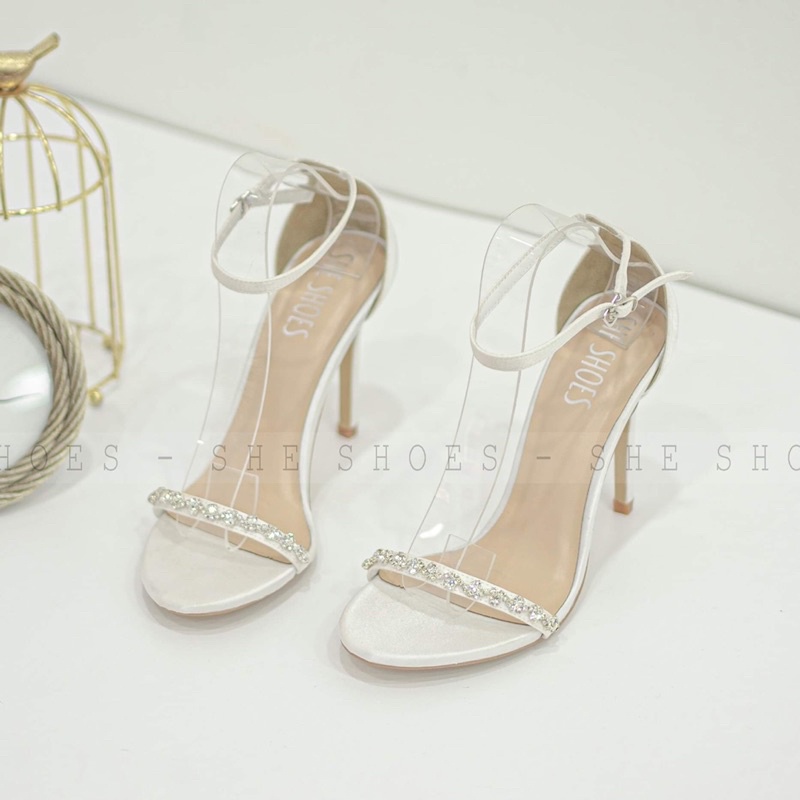 Giày cưới lụa satin cao cấp {freeship} giày sandal  cao gót trắng, độc quyền SHE SHOES (NEW ARRIVAL) - GC10003
