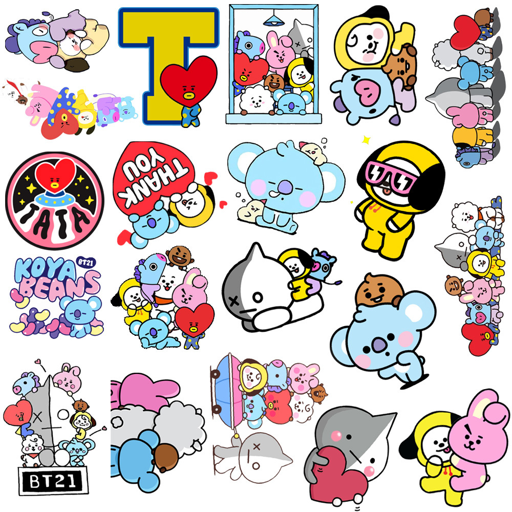 Bộ 50 Miếng Dán Graffiti bt21 Trang Trí Mũ Bảo Hiểm / Va Li