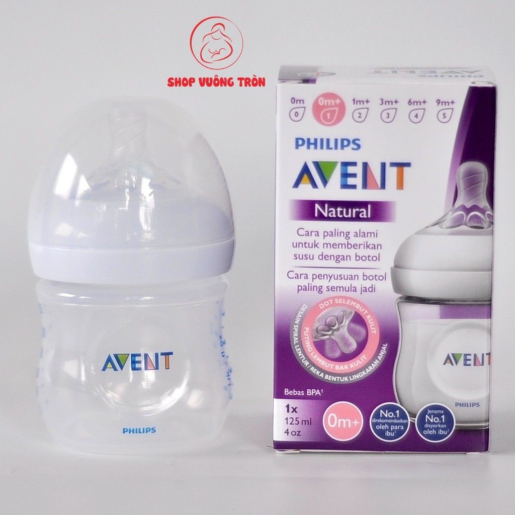 Bình Sữa Avent 125ml và 260ml Natural Có Núm Ty Siêu Mềm, Chịu Nhiệt Tốt Không Chất Độc Hại An Toàn Cho Bé