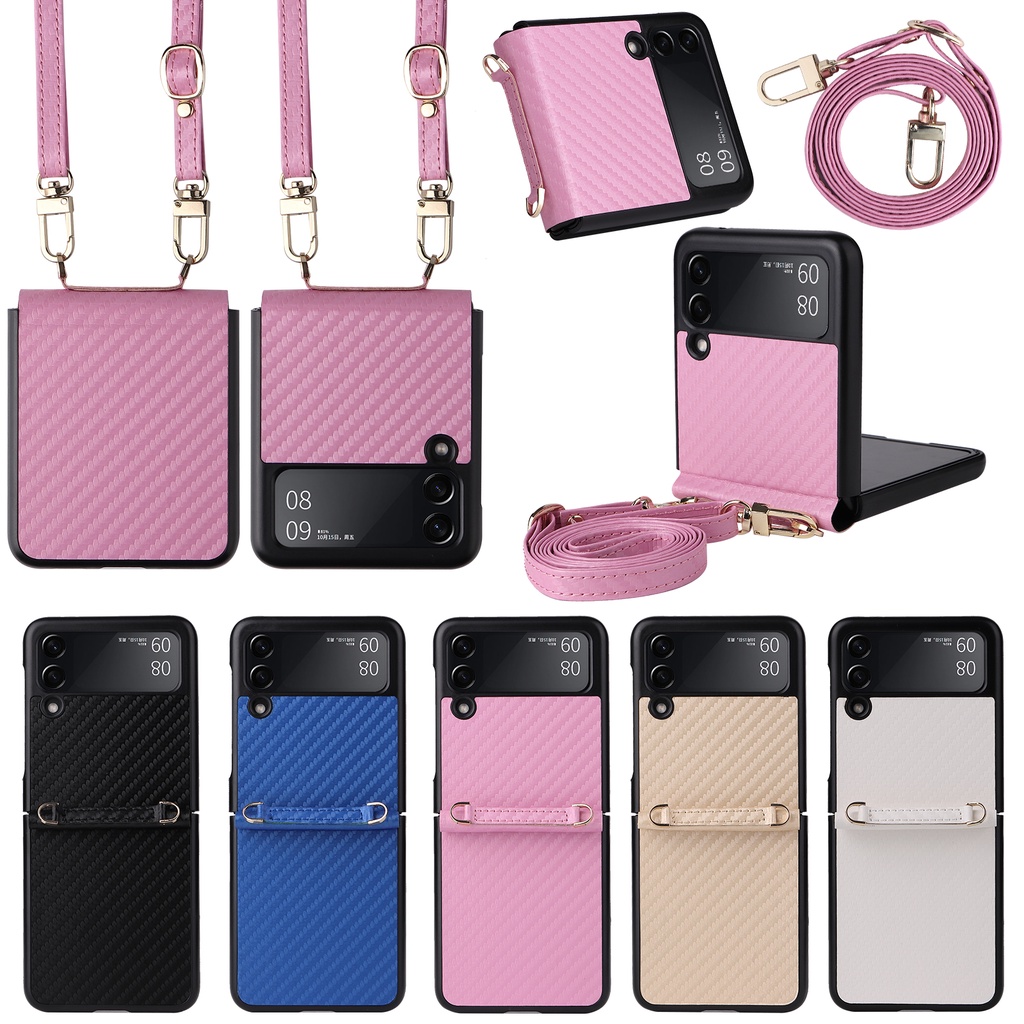 ZFlip3 Case With Lanyard Cover for Samsung Galaxy Z Flip 3 5G Flip3 Case Slim Hard PC