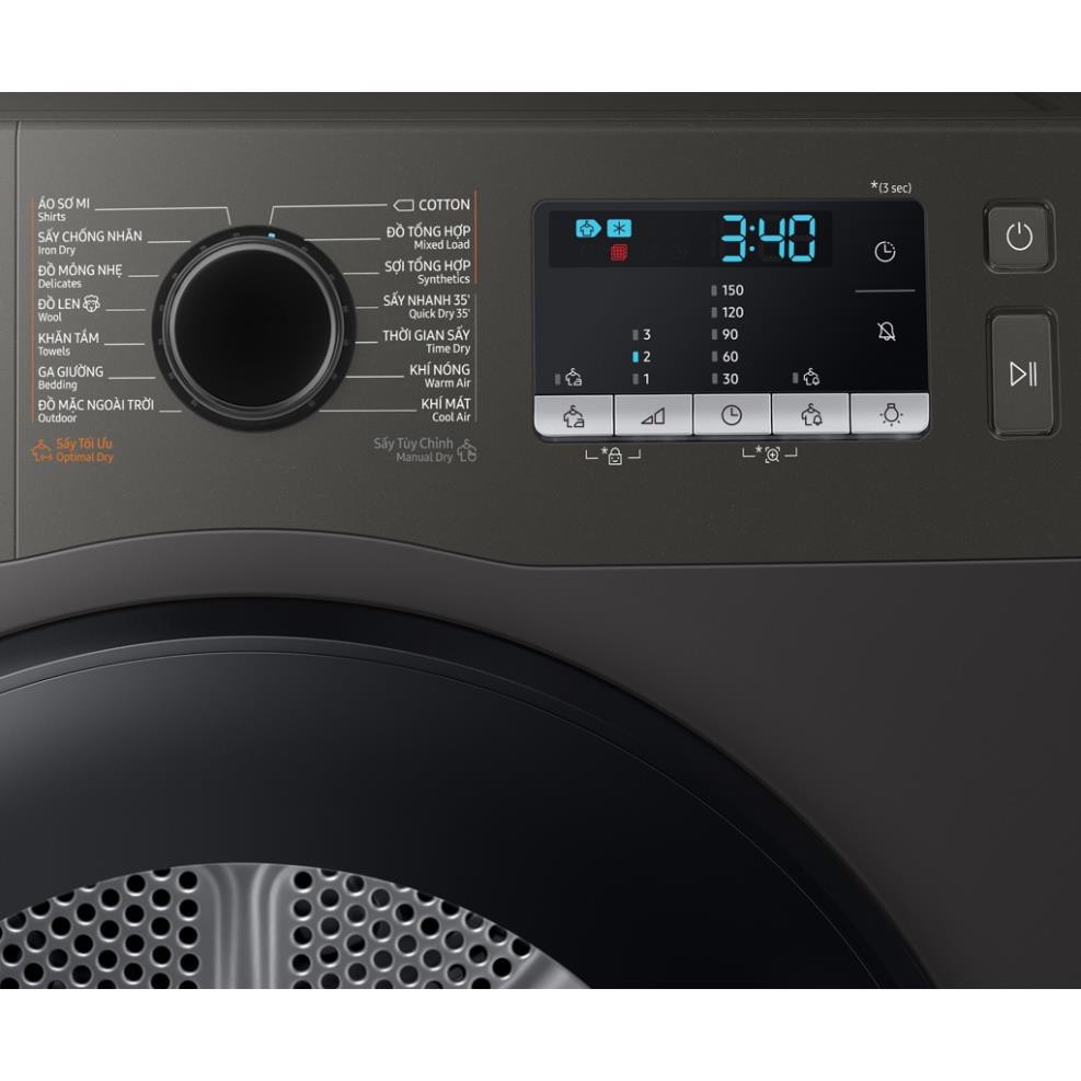 Máy sấy bơm nhiệt Samsung Inverter 9 kg DV90TA240AX/SV