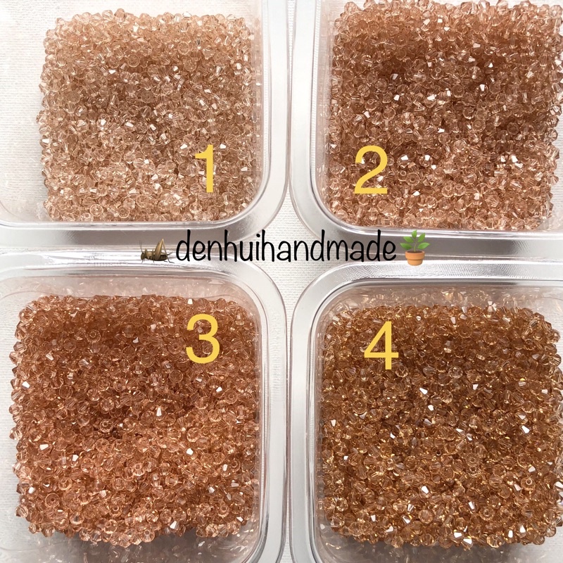 10gr (~150 hạt) Pha Lê Hình Thoi 4mm - tông Trắng + Nâu [P2]