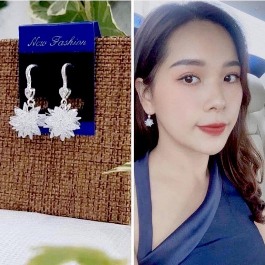 bông tai bạc s925 đính đá cobic trắng phong cách cá tính phù hợp cho mọi lứa tuổi