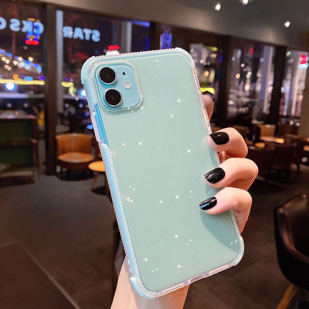 Ốp lưng điện thoại Glitter Powder cho iPhone 11 12 pro max XS Max XR X Ốp lưng TPU mềm trong suốt chống sốc cho iPhone 7 8 Plus Cas