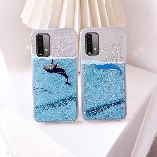 Ốp Lưng Kim Tuyến Nước Chất Liệu TPU Hình Cá Voi Đen Cho Redmi 9T Note 10 10S 11 4G Poco M3 Pro X3 GT F3