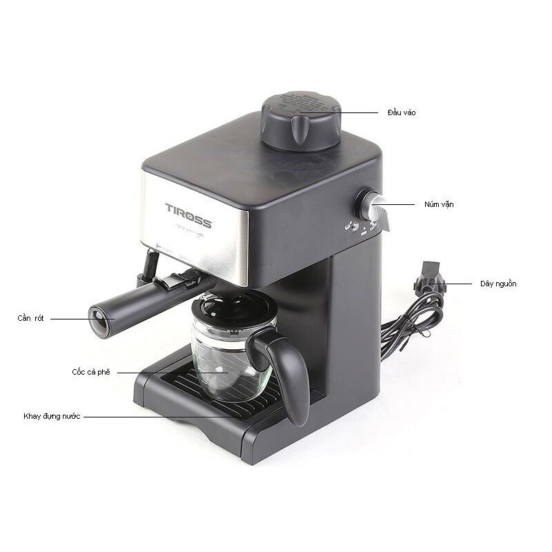 Máy Pha Cafe Espresso Tiross TS 621 [Sản Phẩm Chính Hãng, Bảo Hành 12 Tháng]