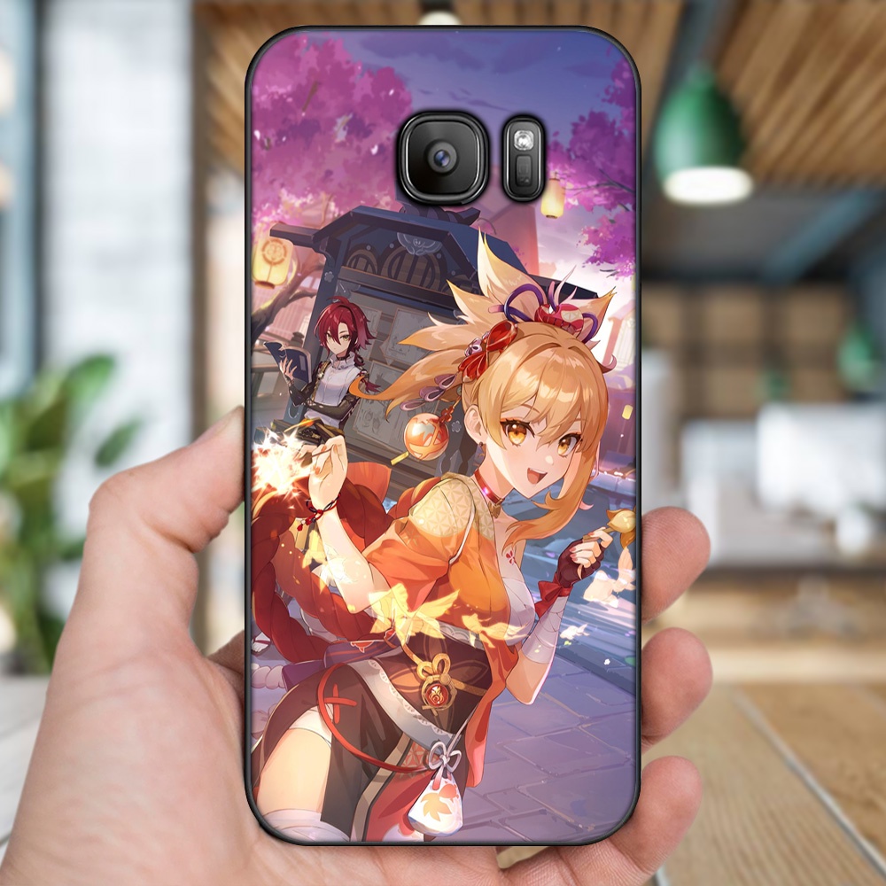 Ốp lưng Samsung S6, S6 Edge, S6 Edge Plus, S7, S7 Edge viền đen in hình Yoimiya Genshin Impact