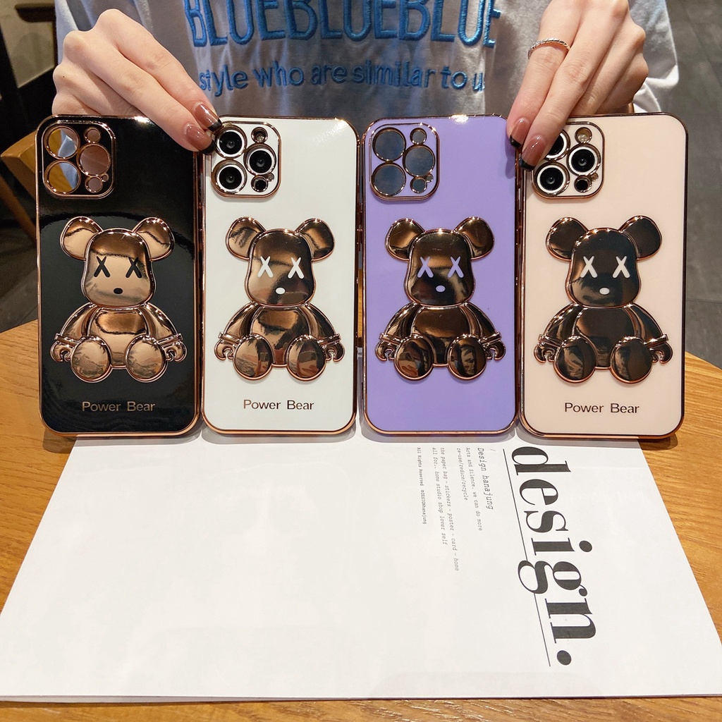 Ốp điện thoại TPU mềm mạ điện hình gấu cho IPHONEX XS XR XS MAX 7PLUS 8PLUS 11 11 PRO 11 PRO MAX 12 13 PROAMX 12 PRO MAX