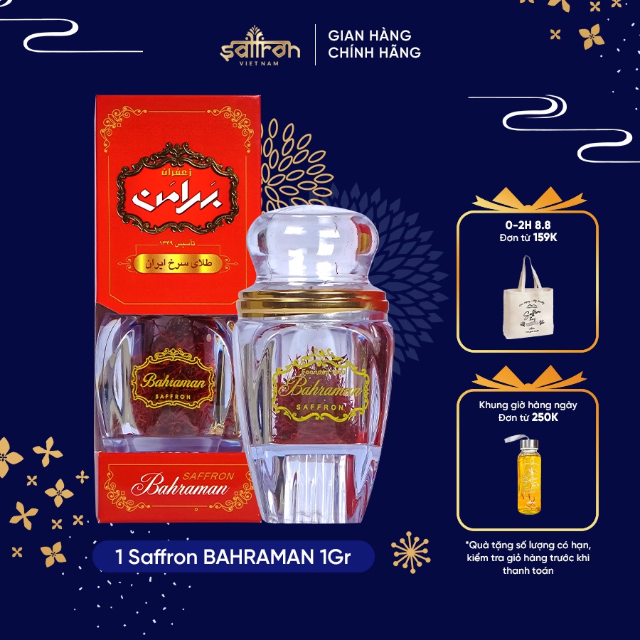 1.0 Gr Saffron Bahraman GEM Super Negin |Nhụy hoa nghệ tây chính hãng Iran