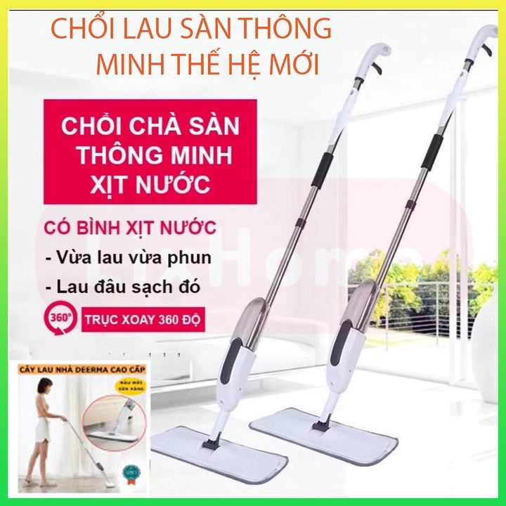 Chổi Lau Nhà Phun Sương Thông Minh Aurora Xoay 360 Độ - Cây Lau Nhà Đa Năng 2 Trong 1, Vừa Lau Khô Vừa Phun Sương