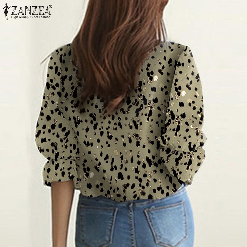 Zanzea Áo Cánh Tay 3 / 4 Cổ Tròn In Họa Tiết Thời Trang Cho Nữ