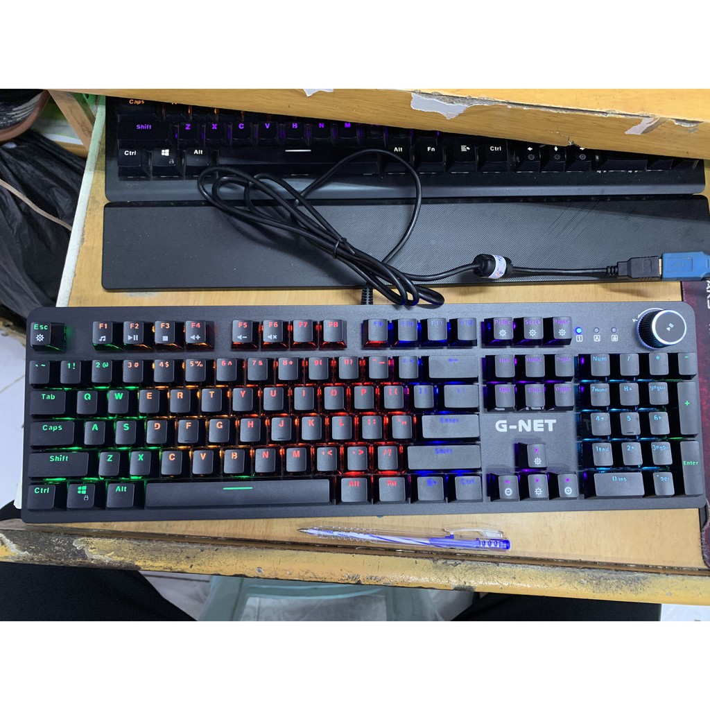 Bàn phím cơ Gnet K89 Full Led RGB có kê tay Tặng kèm chuột Gaming