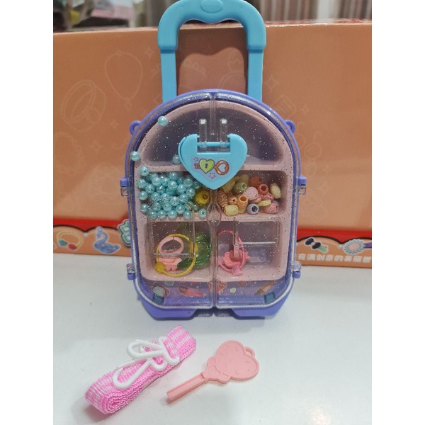 Vali xâu hạt chuỗi, vòng tay DIY kiêm túi đeo có chìa và ổ khóa xinh, size 21cm.