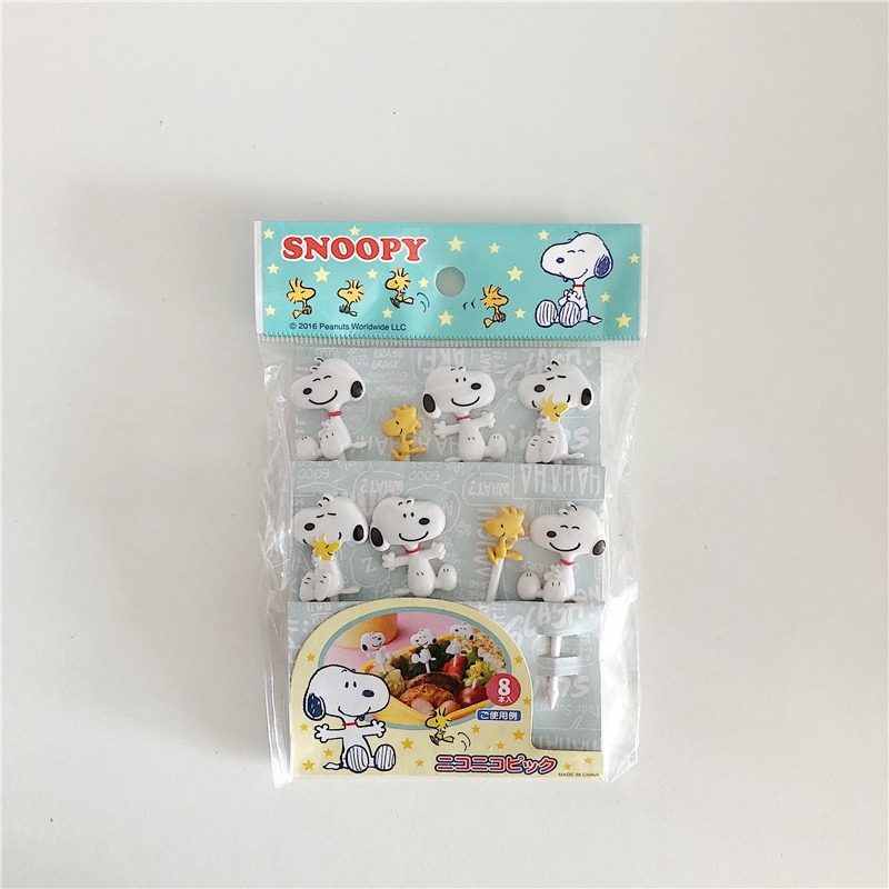 Set 8 Nĩa Ăn Trái Cây Hình Chú Chó snoopy Dễ Thương