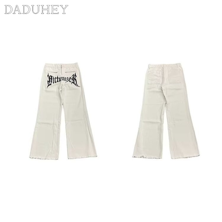 DaDuHey Men 'S Ins American Fashion Brand Hiphop Pants Handsome Fried Street Raw Hem Jeans