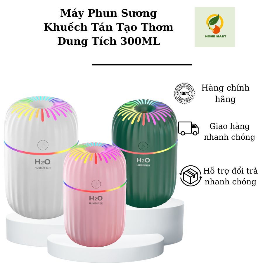 Máy Phun Sương Tạo Độ Ẩm Xông Phòng Khuếch Tán Tinh Dầu H2O A7 Dung Tích 300ml Dùng Cho Phòng Ngủ Và Trong Xe Hơi