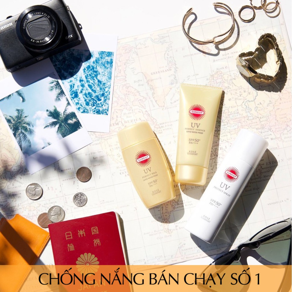 Chống Nắng Dạng Gel Kose Suncut UV Gel Super Water Proof SPF 50+/PA++++ Tăng Khả Năng Chống Nước (100g)