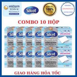 Bông tẩy trang Silcot 82 miếng, combo 10 hộp
