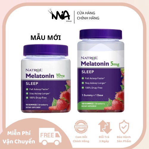 Kẹo Ngủ 💟𝘿𝘼𝙏𝙀 𝙈Ớ𝙄💟 Natrol Melatonin Gummies 10mg 5mg Kẹo Dẻo Ngủ Ngon