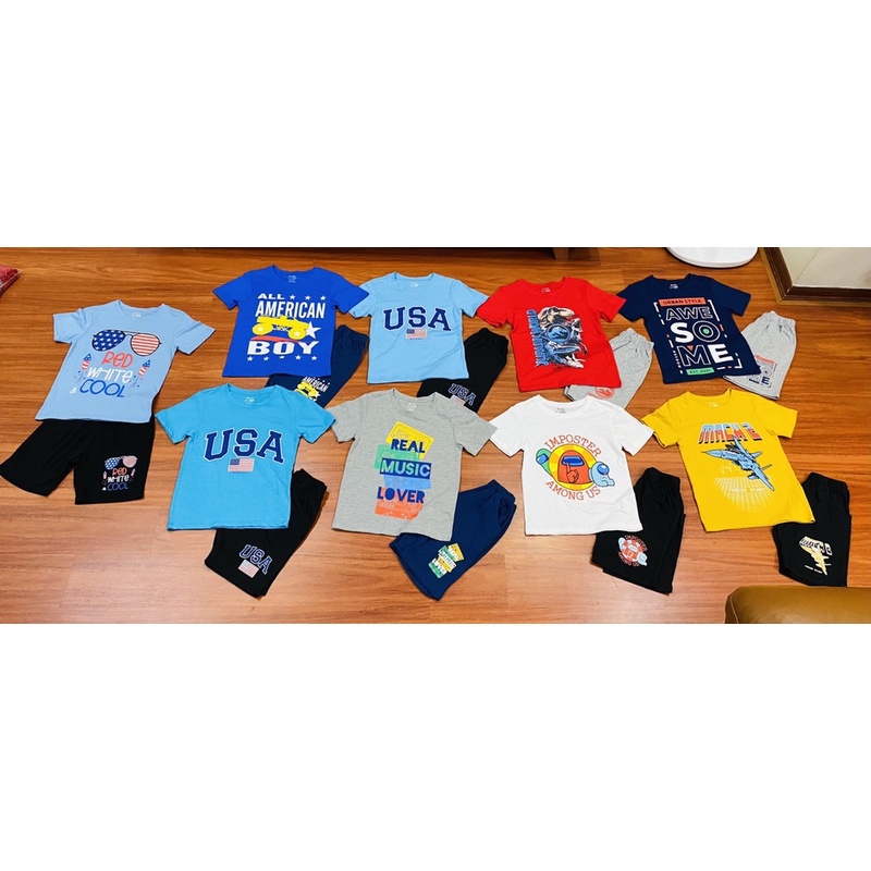 Bộ Place bé trai ngắn tay size đại 18-60Kg; 100% chất cotton thấm hút mồ hôi tốt, mát
