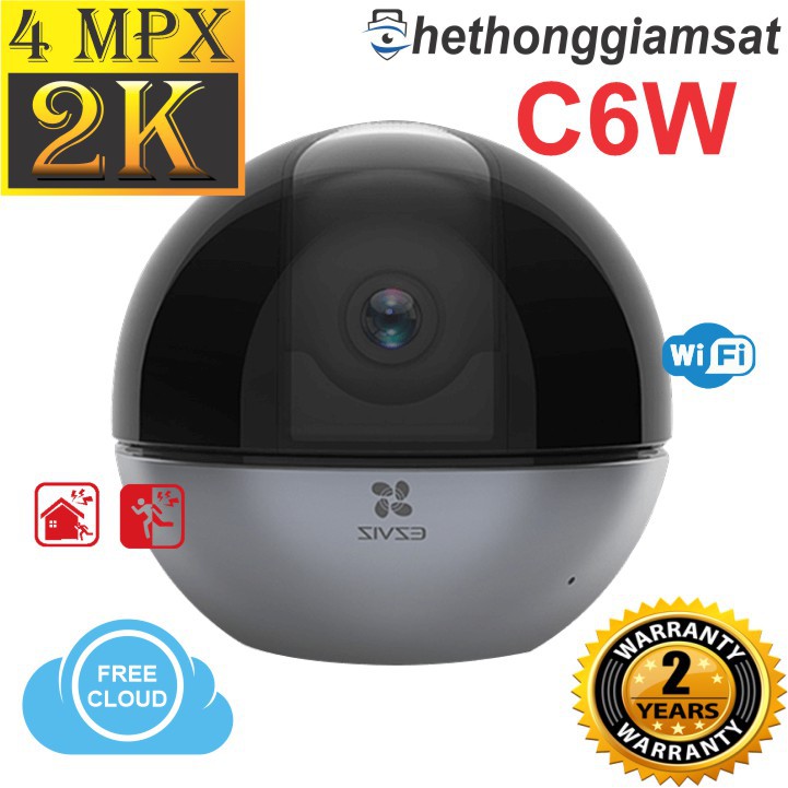 [Giá Sốc] Camera WIFI EZVIZ C6W 4MPx - 2K, AI, True-WDR, Xoay 360 Độ - Camera Ezviz Chính Hãng, Bảo Hành 24 tháng