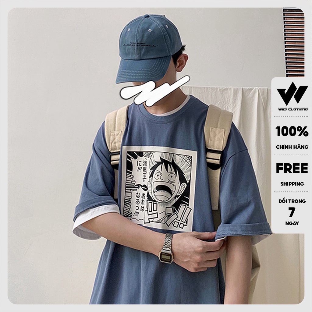 Áo thun tay lỡ WIIS phông unisex form rộng cotton Luffy thời trang nam nữ oversize