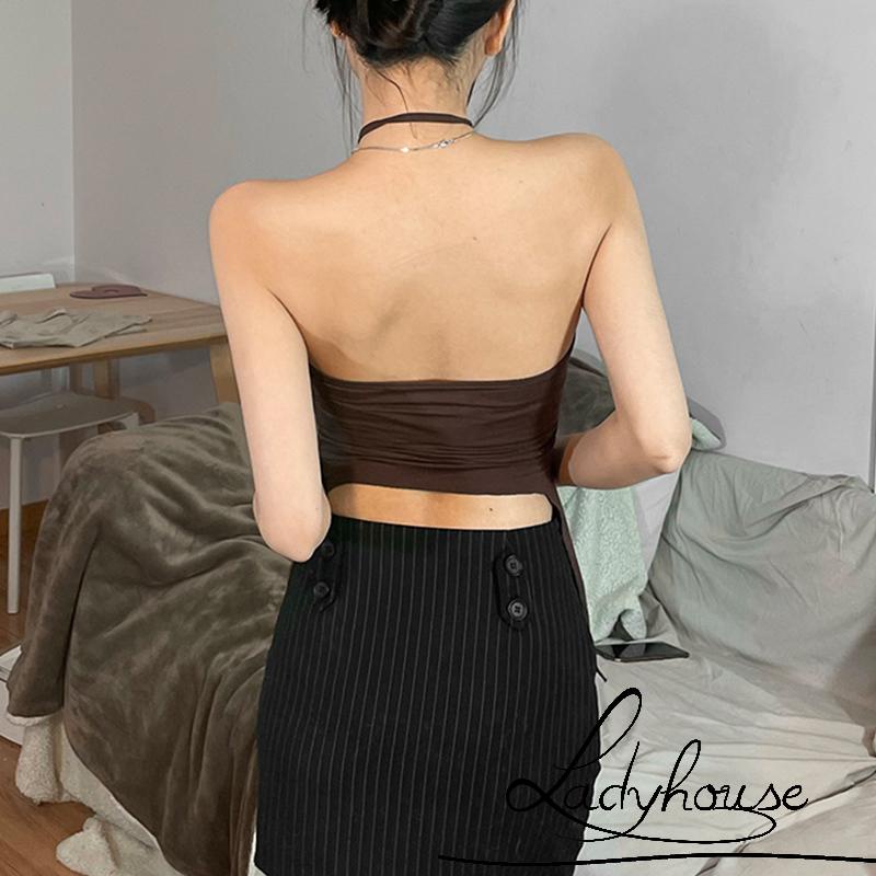 Áo Croptop Dây Rút Màu Trơn Lệch Tà Thời Trang Mùa Hè Dành Cho Nữ