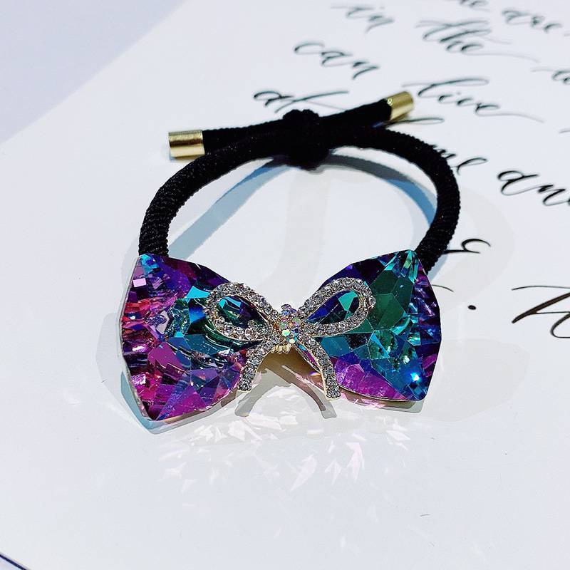 Dây buộc tóc hình nơ đính pha lê xinh xắn thời trang cho nữ