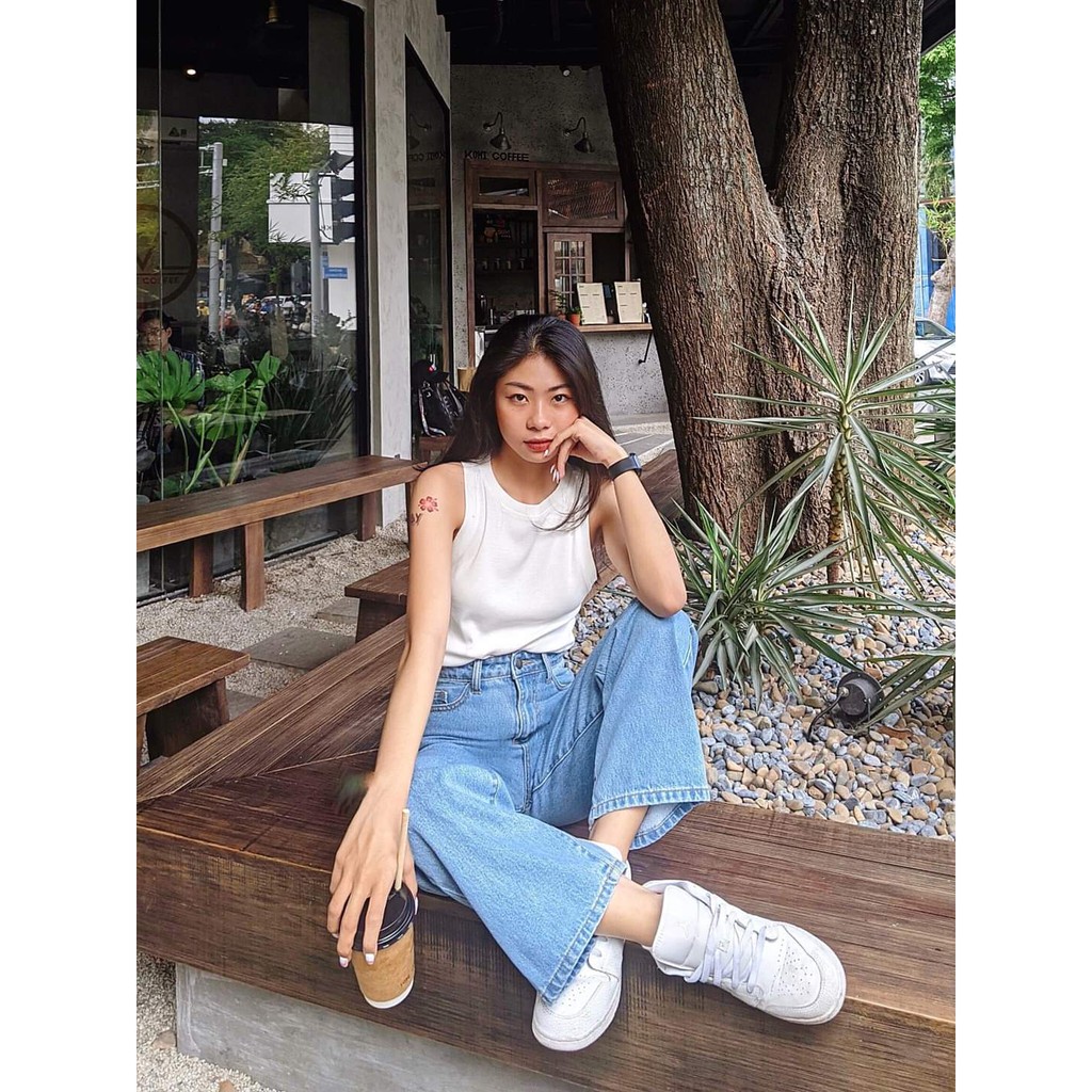 Áo Ba Lỗ Nữ Màu Trắng, Đen - BHNTT - Hashtagem ( Freesize dưới 55kg )