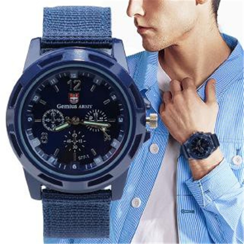 Đồng hồ đeo tay dây nylon phong cách quân đội thời trang thể thao cá tính cho nam
