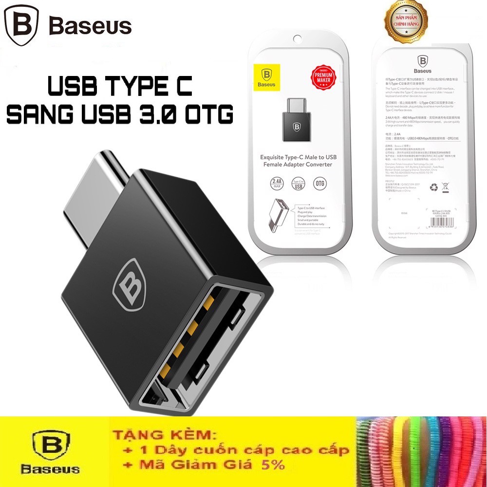 Đầu Chuyển OTG USB Type-C Sang USB Baseus LV106 Cao Cấp Chính Hãng