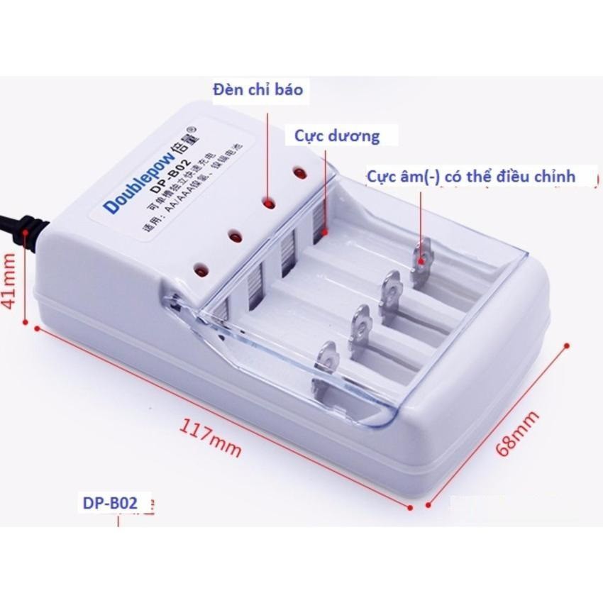 Combo sạc Doublepow DP-B02 và 4 Pin sạc Doublepow AA 1200mAh