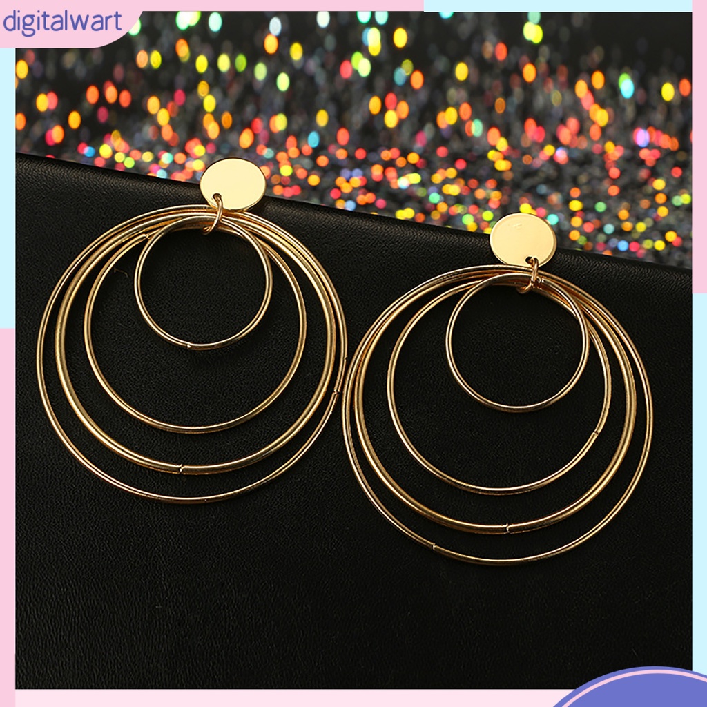 Khuyên tai vòng tròn nhiều lớp phong cách cổ điển thanh lịch dành cho nữ