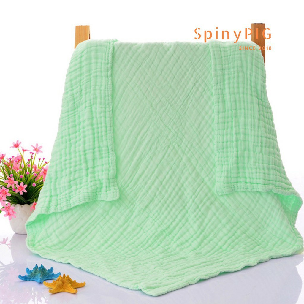 Khăn tắm nhăn 6 lớp màu trơn , vải xô giày dặn , mềm mại cho da nhạy cảm