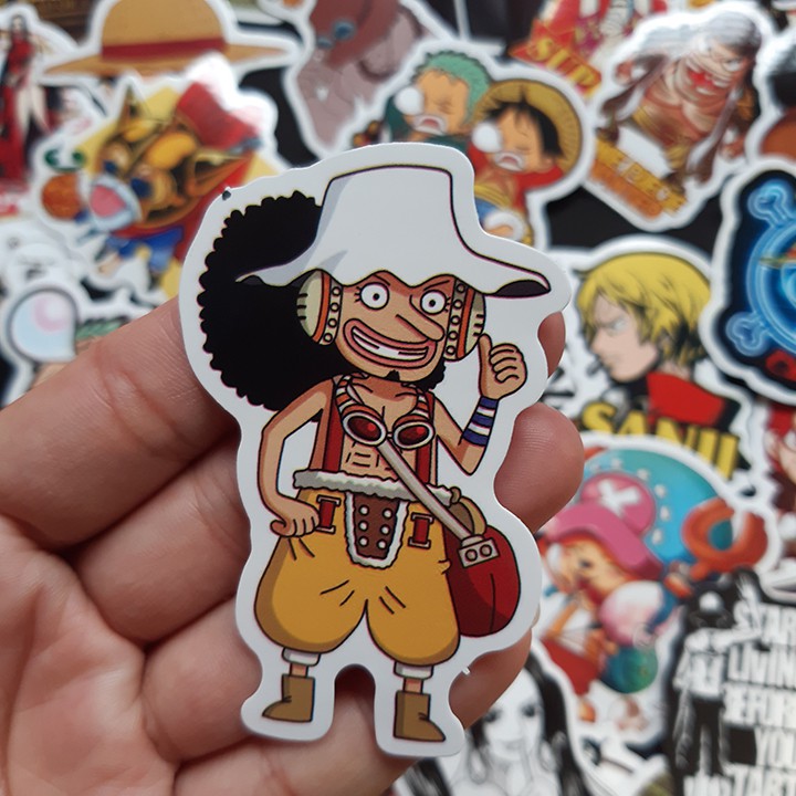 Bộ Sticker dán cao cấp chủ đề ĐẢO HẢI TẶC - Liên minh Luffy hải tặc mũ rơm - Dùng dán Xe, dán mũ bảo hiểm, dán Laptop...