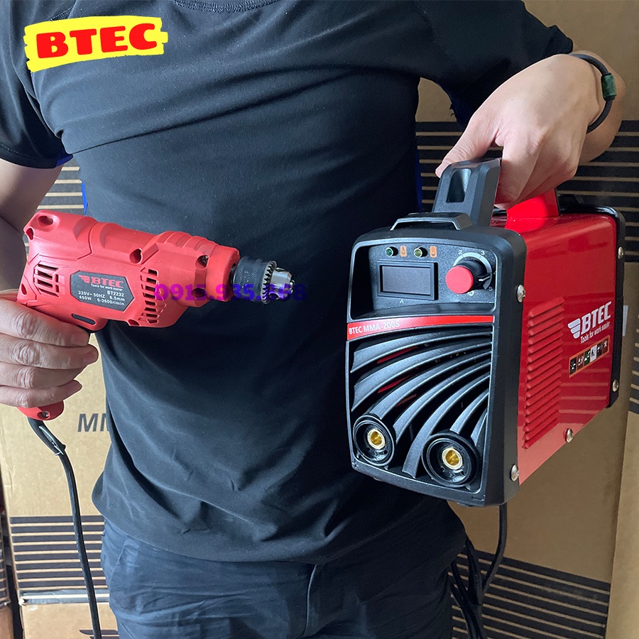 Máy hàn điện tử, BTEC mma 200s,Với que hàn Ø1.6 – Ø3. Máy bắt vít BT2232, bảo tín official store